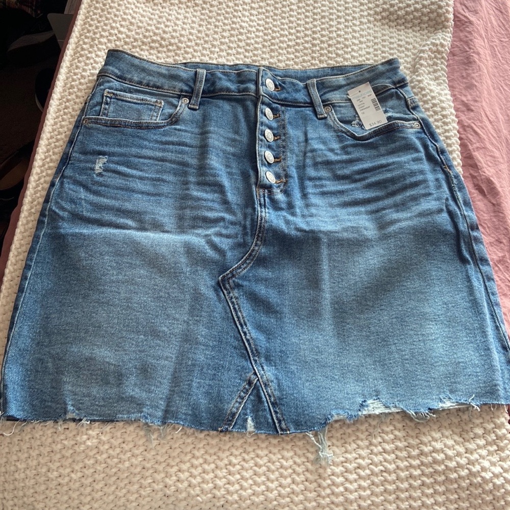 Button Fly Jean Skirt